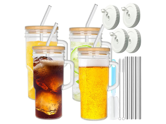 Glass Tumbler with Straw