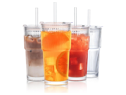 Glass Tumbler with Straw