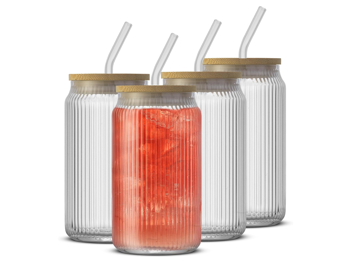 Glass Tumbler with Straw