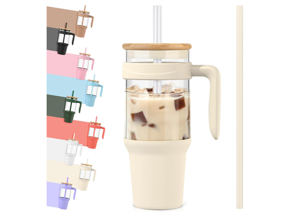 Glass Tumbler with Straw