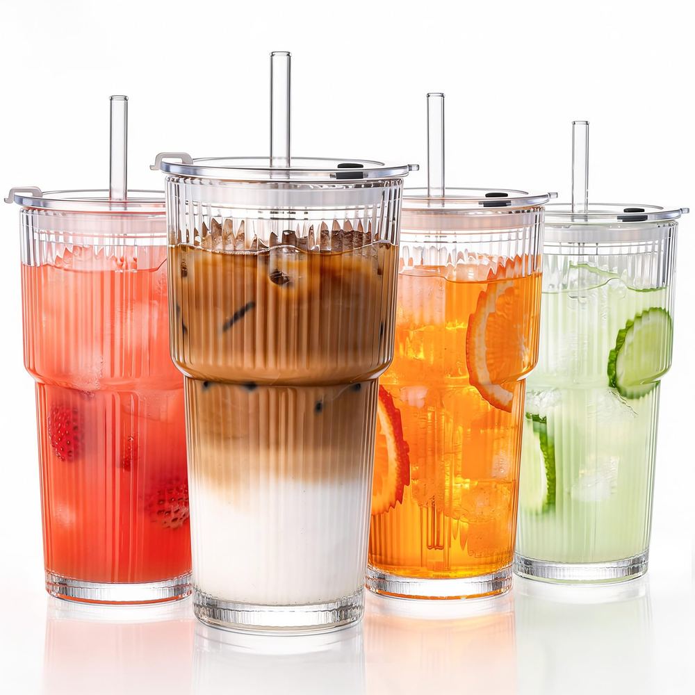 Mason NovaBloom Glass Tumbler With Straw studio product photo