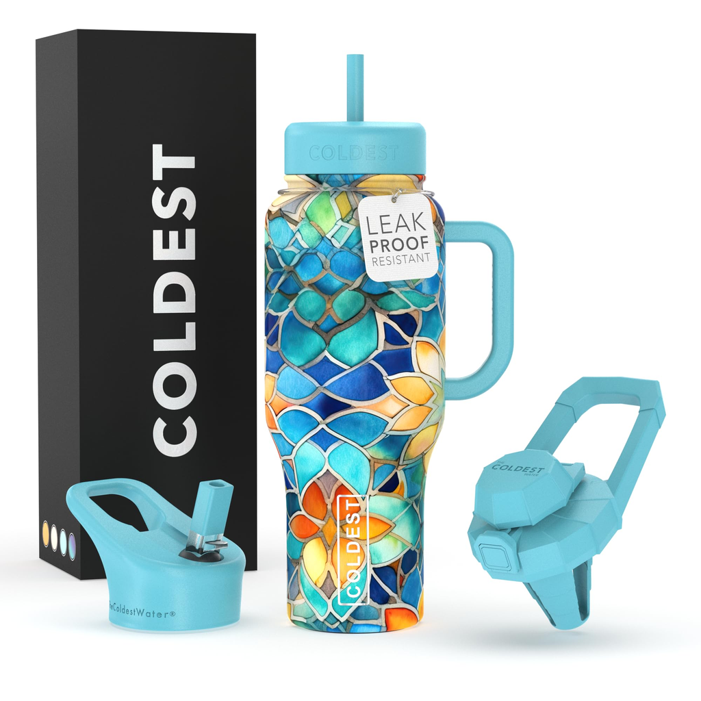 Decorative Straw Cup - Blue