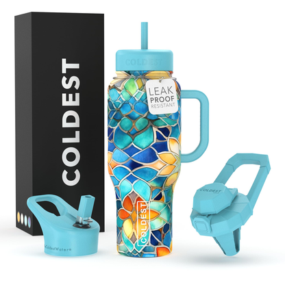 Decorative Straw Cup - Blue